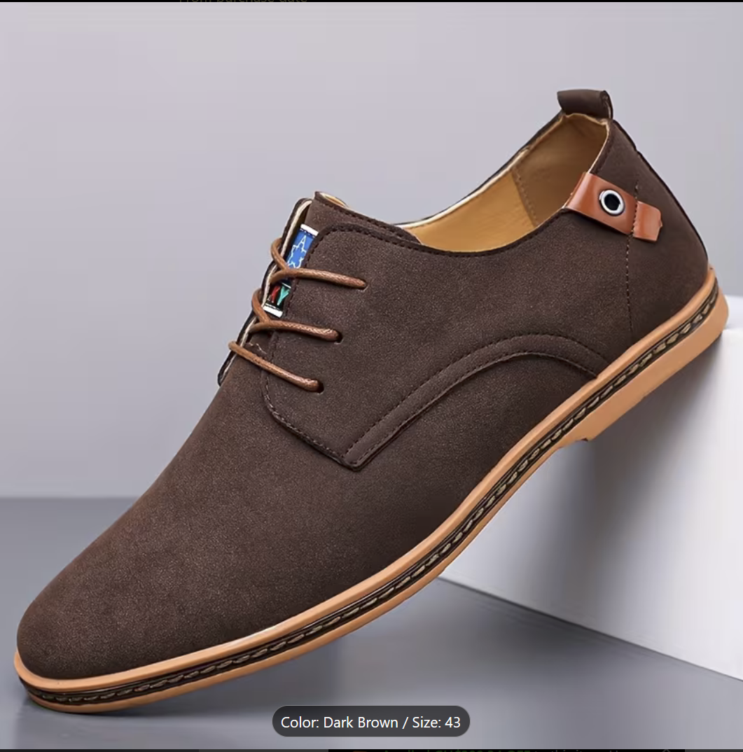 Men's Suede Lace-Up Loafers Soft-Soled Business Casual Shoes Slip-On