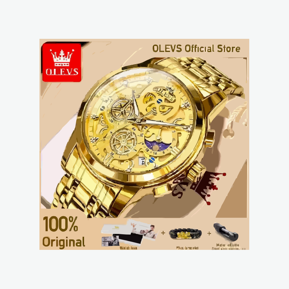 OLEVS Mens Original Luxury Waterproof Quartz Watch